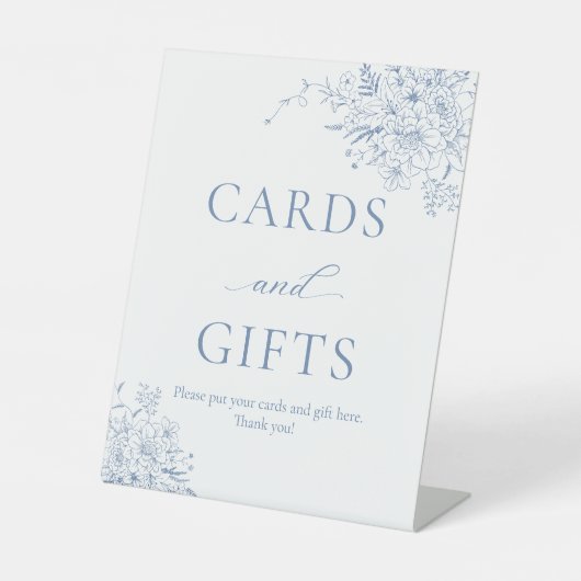 青いブライダルシャワーカードとギフト 台座サイン (正面)
