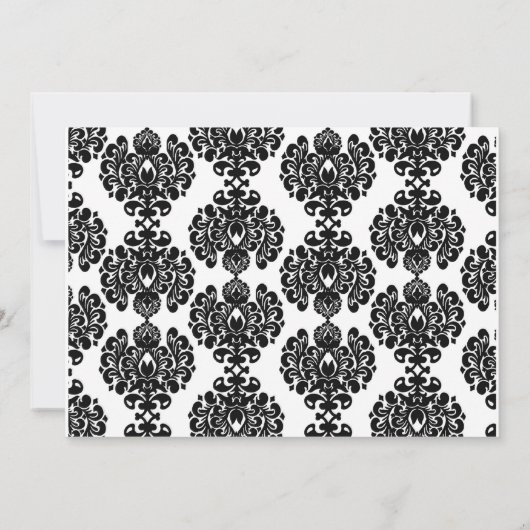 青いブライダルシャワー招待状のダマスク織 招待状 (裏面)