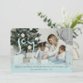 青いブラシのジョイカリグラフィースタークリスマス写真 シーズンカード (スタンド正面)