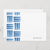 青いブラシストロークのパターン ノートカード (正面/裏面)