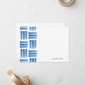 青いブラシストロークのパターン ノートカード (正面/裏面インサイチュ)