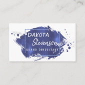 青いブラシストローク |水モダン色（ばちゃばちゃ）跳ねる 名刺 (正面)