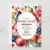 青いブルーベリーベリー スウィートベイビーシャワー 招待状 (正面)