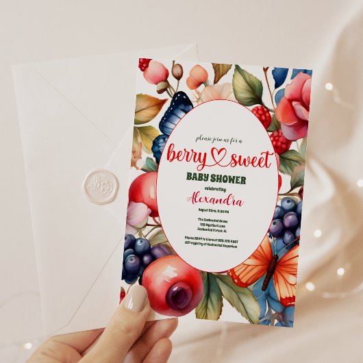 青いブルーベリーベリー スウィートベイビーシャワー 招待状