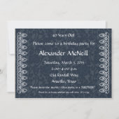 青いブロケードの誕生日の招待状 招待状 (裏面)