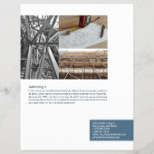 青いブロックモダン文字、幾何学的な写真図形 チラシ (裏面)