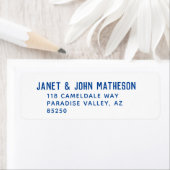 青いブロック文字簡単から読差出人住所 ラベル (インサイチュ)