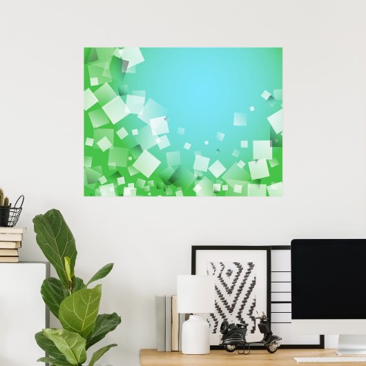 青いブロック ポスター (ホームオフィス)