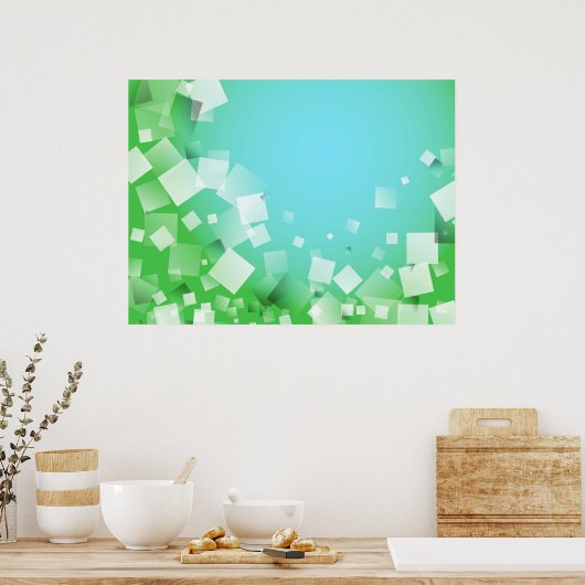 青いブロック ポスター (キッチン)