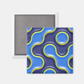 青いブロブパターン マグネット (正面/裏面)