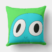 青いブロブブルー背景おもしろい幸せ クッション (裏面)