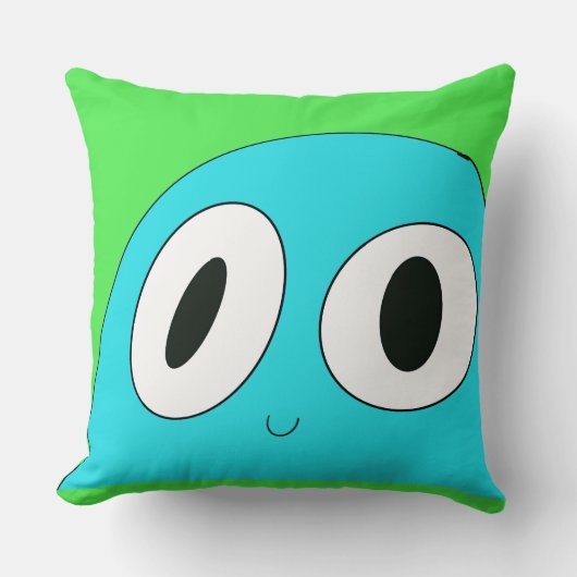 青いブロブブルー背景おもしろい幸せ クッション (正面)