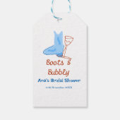 青いブーツとバブルなシャンパンボトル ブライダルシャワー ギフトタグ (裏面)
