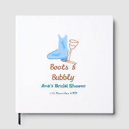 青いブーツとバブルなシャンパンボトル ブライダルシャワー ゲストブック