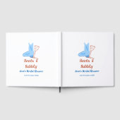 青いブーツとバブルなシャンパンボトル ブライダルシャワー ゲストブック (全面)