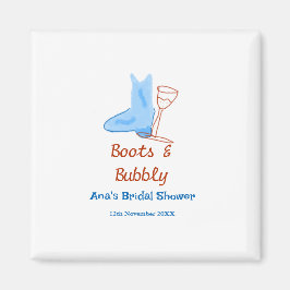 青いブーツとバブルなシャンパンボトル ブライダルシャワー マグネット