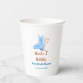 青いブーツとバブルなシャンパンボトル ブライダルシャワー 紙コップ (裏面)