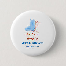 青いブーツとバブルなシャンパンボトル ブライダルシャワー