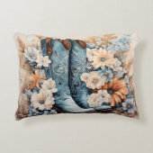 青いブーツと花アクセント枕 アクセントクッション (正面)