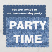 青いプチプチ模様の新築祝い招待状 招待状 (正面/裏面)