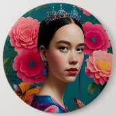 青いプリンセス 缶バッジ (正面)