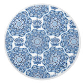 青いプリントタイル セラミックノブ (正面)