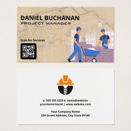 青いプリント | ブルーカラー労働者 | 建築 (正面&裏面)