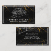 青いプリント |建築家 |建築 |大理石 名刺 (正面/裏面)