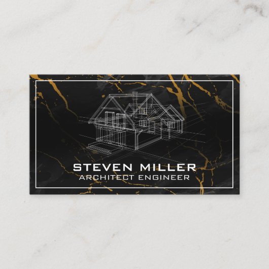 青いプリント |建築家 |建築 |大理石 名刺 (正面)