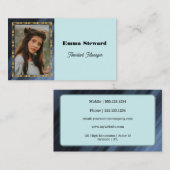 青いプリーツと金ゴールドチェーパーソナライズされたン 名刺 (正面/裏面)