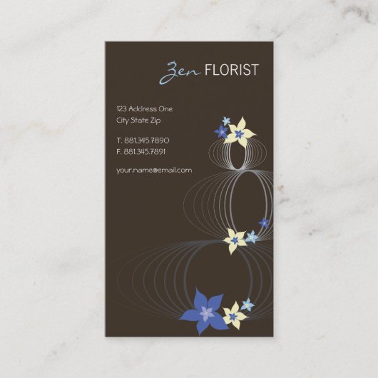 青いプルメリアのFrangipaniのIkebanaの禅の名刺 名刺 (正面)
