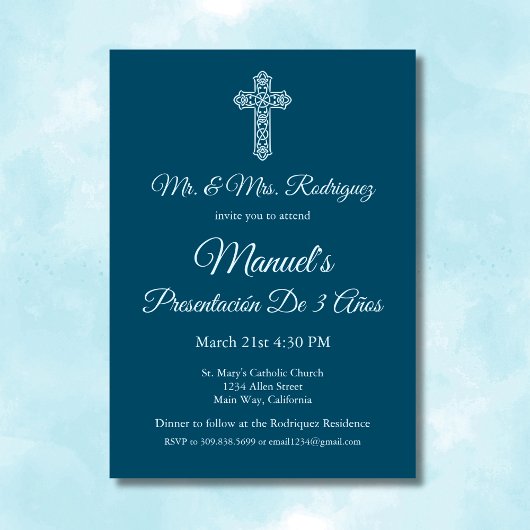 青いプレゼンテーション 3歳 メキシコ 3歳の誕生日 招待状