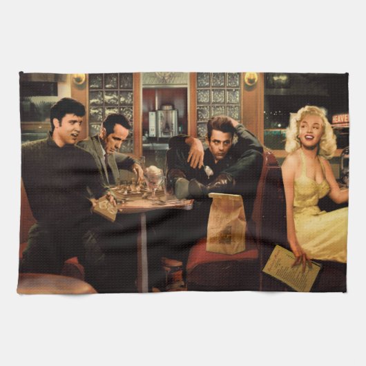 青いプレート2 キッチンタオル (横)