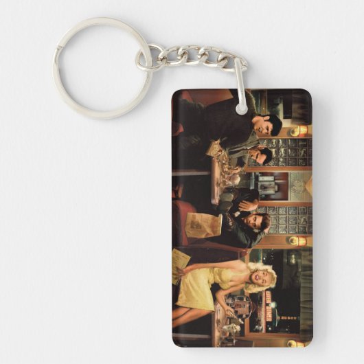 青いプレート キーホルダー (正面)