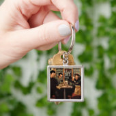 青いプレート キーホルダー (手)