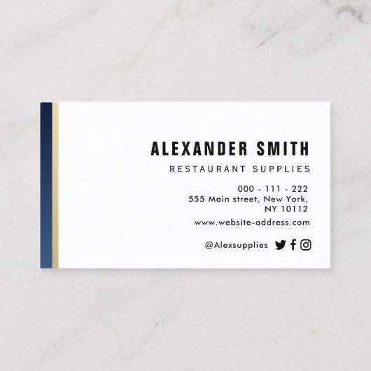 青いプロフェッショナルのレストラン用品 名刺 (裏面)