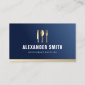 青いプロフェッショナルのレストラン用品 名刺 (正面)
