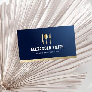 青いプロフェッショナルのレストラン用品 名刺