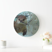 青いプールで泳ぐ可愛い茶色澄んのカワウソ ラージ壁時計 (ホーム)