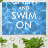 青いプールの保水は穏やかで泳ぐ キッチンタオル (折り畳み)