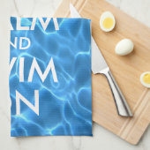 青いプールの保水は穏やかで泳ぐ キッチンタオル (四つ折り)