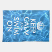 青いプールの保水は穏やかで泳ぐ キッチンタオル (横)