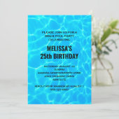 青いプールの水の写真 誕生日 招待状 (スタンド正面)