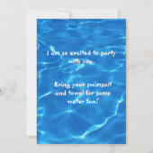 青いプールの水の誕生日パーティー招待状 招待状 (裏面)