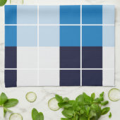 青いプ市松模様にライド模様 キッチンタオル (折り畳み)