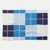 青いプ市松模様にライド模様 キッチンタオル (横)