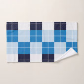 青いプ市松模様にライド模様 バスタオルセット (ハンドタオル)