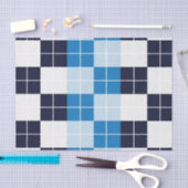 青いプ市松模様にライド模様 薄葉紙 (クラフト)