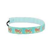 青いヘッドバンドに珊瑚と黄色の蝶 アスレチックヘッドバンド (左)