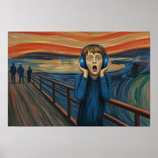 青いヘッドフォンで叫ぶ自閉症ニューロダイバー ポスター (正面)